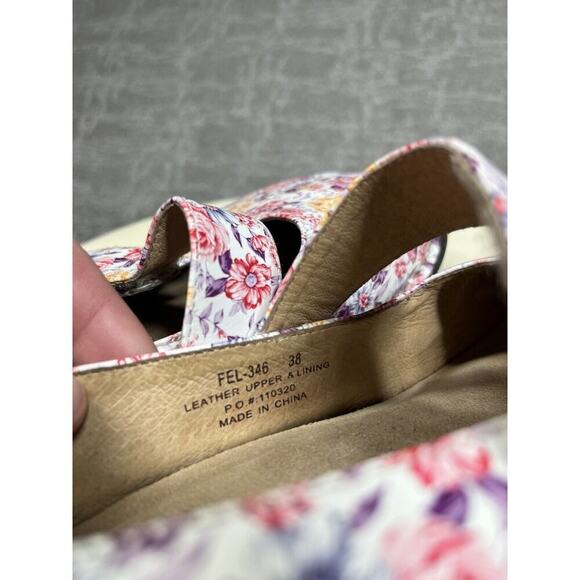 Algeria Pink Floral rose Mary Jane Comfort Clog Shoe Womens Size 38 FEL-346 - Picture 7 of 7